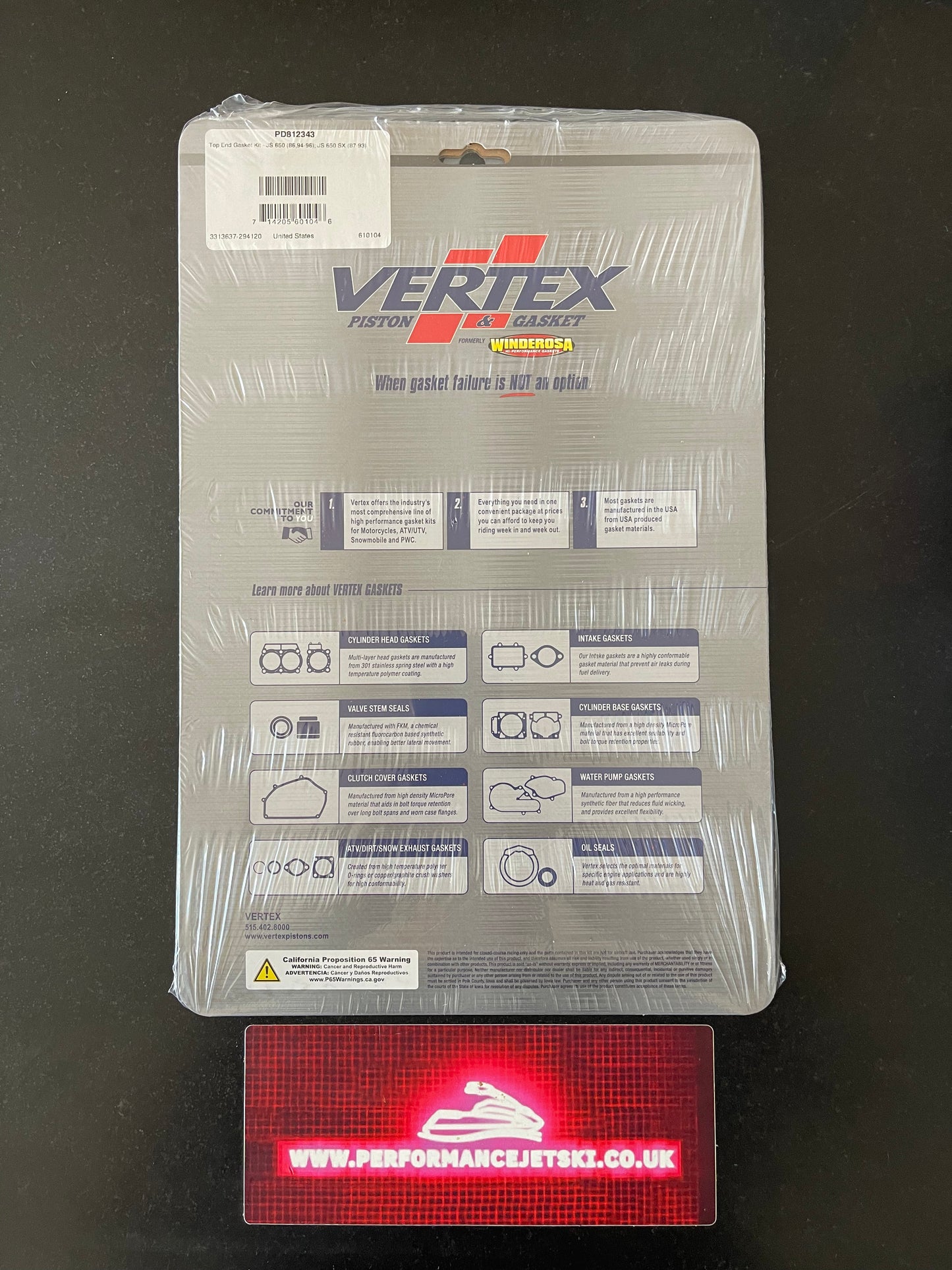 Vertex - Kawasaki Jet Ski 650 SX X2 Top End Gasket Kit 610104 - Jetguru