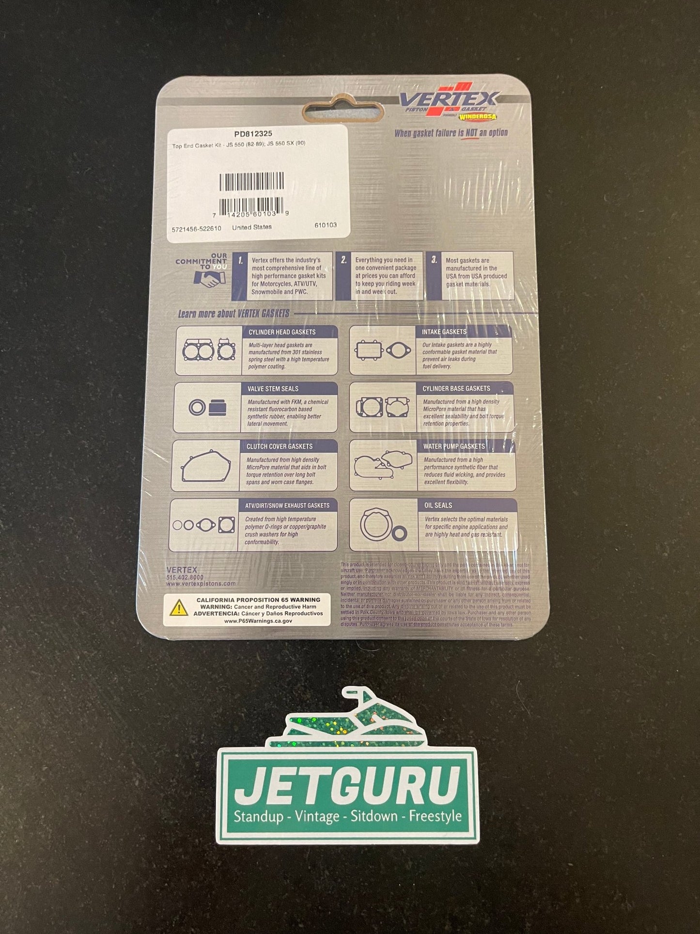 Kawasaki JS550 Jet Ski Full Top End Gasket Kit 610103 Vertex Made in USA - Performance Jet Ski (PJS) UK