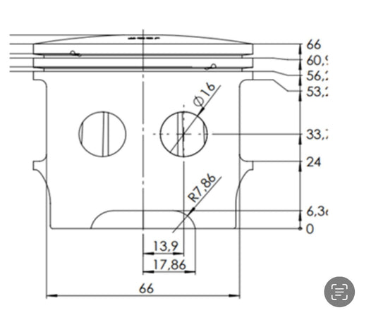 Wossner Forged Piston Kit Kawasaki 550SX Reed Engine 1991-1995 STD K6030DA-2 New Reed Cutout Style - Performance Jet Ski (PJS) UK